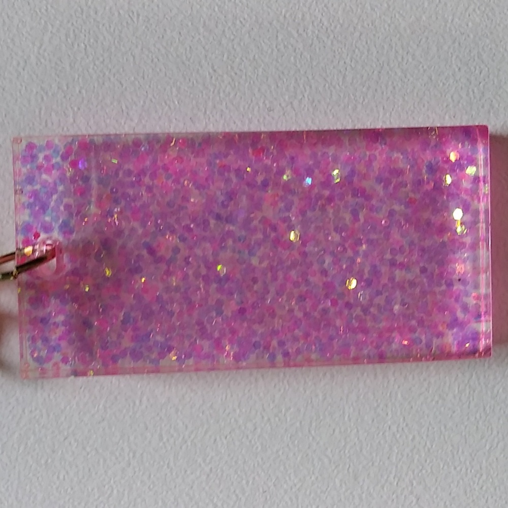 Handmade Glitter Pink Keychain - Picture 3 of 4